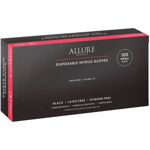 Allure Nitrile Disposable Gloves Black 100pk - Large