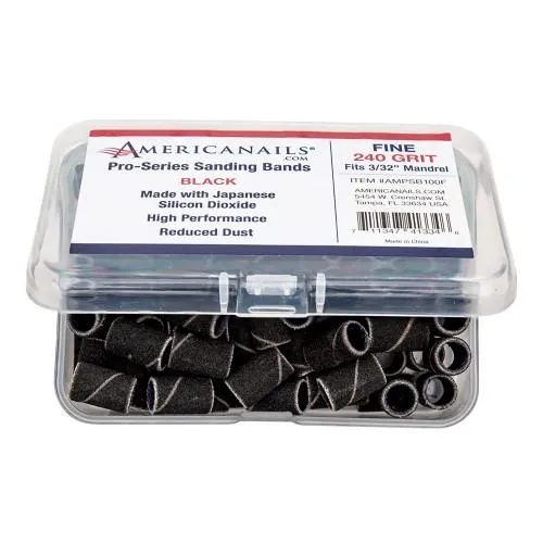 Americanails Black Sanding Bands 100pc - Fine 240 Grit