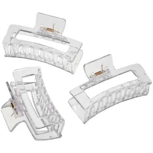 Soft 'N Style Claw Clips Rectangular Clear 12pk