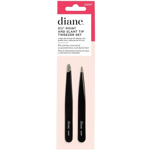 Diane Slant/Point Tip Tweezer 2pc Black D9197