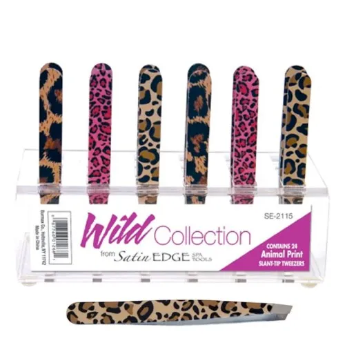 Satin Edge Wild Slant Tip Tweezer Display 24pk