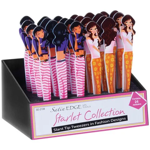 Satin Edge Starlet Lady Slant Tint Tweezer Display 24pk